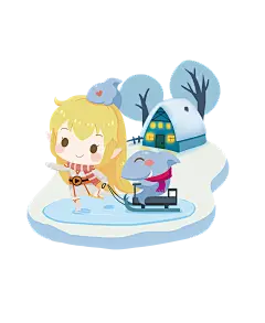 鲨鱼娘扁平可爱Q版斗鱼TV小场景素材小清新冬季