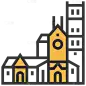 ChurchFilled Outline Icon Collection For Landmark.