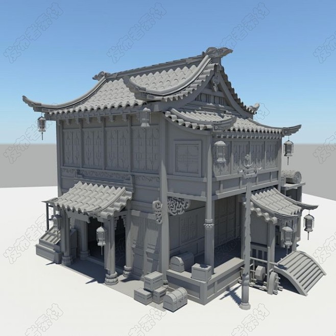Maya模型 50个中国古代场景建筑房子3D素材合集资源包 三维古房子-淘宝网