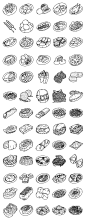时尚插画黑白线性国外美国法国意大利日本美食icon插画AI格式素材-淘宝网