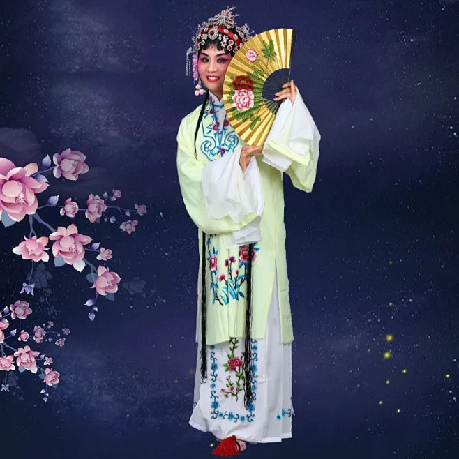 京剧戏曲练功服花旦戏服戏剧服装水袖越剧黄梅戏小姐戏服装女-花瓣网