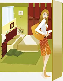 美女卧室矢量图高清素材 卧室 家具 床 美女 矢量图 免抠png 设计图片 免费下载