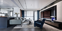 深圳漾设计采集到精致boy的160㎡深海蓝豪宅，简直是独居生活的天花板！