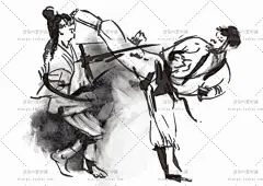 103号水墨古风武侠武术柔道相扑拳击运动插画AI矢量设计素材图片-淘宝网