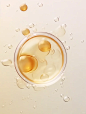 ovum with bubbles floating in water stock photo, in the style of light beige and light amber, aerial view, neo-plasticist, hyper-realistic oil, minimalist photography, kitchen still life, telephoto lens