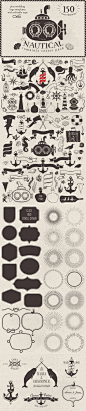 Nautical Romantic Vector Pack by Kite Kit | The Comprehensive, Creative Vectors Bundle Mar 2015 from Design Cuts: 