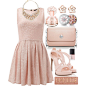 A fashion look from September 2014 featuring pink shift dress, strappy high heel sandals and foldover purse. Browse and shop related looks.