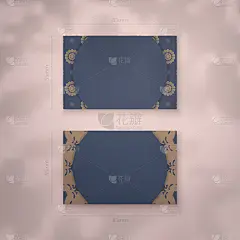 精美的蓝色商务名片，配以印地安棕色装饰，方便您洽谈业务。
