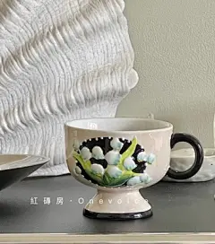 红磚房OneVoice中古铃兰手绘陶瓷咖啡杯水杯-淘宝网_5007903751