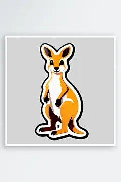 温馨卡通袋鼠贴纸-众图网