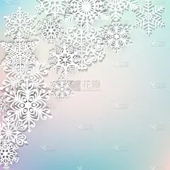 矢量插图抽象圣诞背景与体积雪花。冬季纸艺术设计。3D雪花与阴影。圣诞和新年贺卡模板