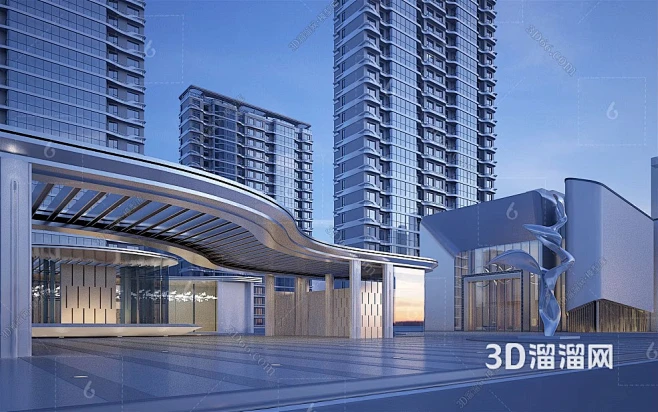 现代 大门 公建3D模型-花瓣网