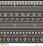 Set of ancient borders, frames, ornaments. Vector illustration. Seamless pattern