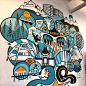 Custom Wall Mural by Vivache Designs at WeWork Manhattan Beach Towers, Manhattan Beach