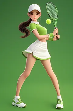 AI数字艺术CG风打网球运动人物插画-众图网