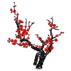 水墨梅花  - 源文件下载【酷图网】中国风,水墨红梅,红梅,腊梅,梅花,花卉背景,免扣素材