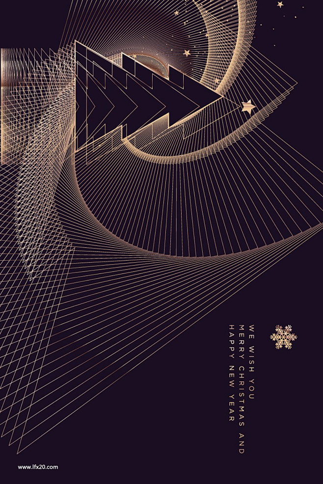 2019年数字新年几何线型雪花元素创意海...