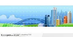 高楼立交桥城市风景插画