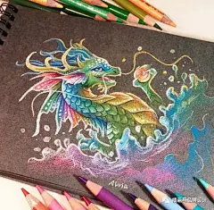 I&amp;B插画丨我滴天呐，彩铅画的小宇宙被打开了，小神兽好美腻（一）