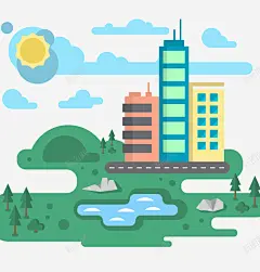 卡通手绘自然环境城市 页面网页 平面电商 创意素材