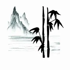 黑白手绘水墨竹子  - 源文件下载【酷图网】手绘水墨竹子,手绘竹子,水墨竹,水墨竹子,山,竹子,黑白,水墨画,江南,竹,远山,水,小舟,竹子水墨,水墨作品,简约,浪漫,温馨,美术绘画,文化艺术,