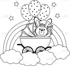 兔子,图标,可爱的,传统,请柬,贺卡,设计,问候,抵达,爱