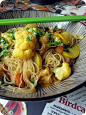 Khao Soi Yellow Curry Noodles with Tofu and assorted vegetables
