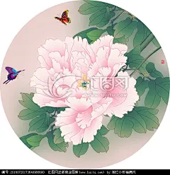 手绘牡丹团扇粉黛霓裳