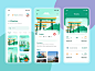 Travel App Design旅程地图预订旅行旅游目的地机票服务ui ux冒险度假清洁假期插图ui设计移动ui应用程序旅行旅游 