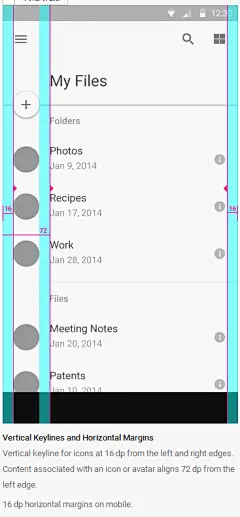 Metrics and Keylines - Layout - Google design guidelines