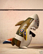 toycutter: Designer Vinyl Toy: Bomber-style Sharky by Huck Gee