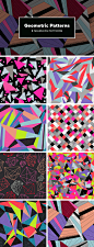 时尚感暴满的几何图形无缝图案集 Colorful Geometric Patterns [EPS, JPG] – 设计小咖