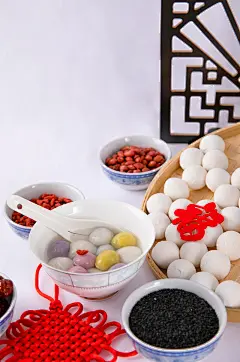 红枣枸杞黑芝麻元宵汤圆元宵节摄影图片