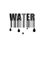 将“watre”、“条形码”以及“水滴”三者结合在一起，水不是生活中的消费品，而是生命中的必需品，表达了珍惜水资源的思想理念。