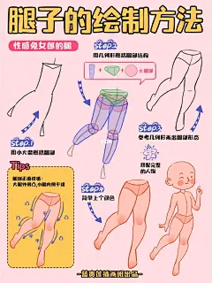 ✨插画教程|还有人不会画腿❓简单3步教会你 : #蓝贵莲插画班  你是不是不管画少女性感的腿还是画软乎小孩的腿，结果都画成了米其林腿？ 今天带来的是不同腿型的画法干货～超简单，非常适合零基础小白。不会画腿的同学赶紧跟我一起学起来！