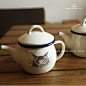 下午茶超美搪瓷小壶 英式下午茶壶 日单搪瓷壶