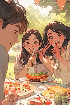 夏日聚会友情假日插画