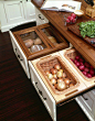 Smart Kitchen Solutions:  Neat Drawer Storage for Onions, Potatoes, Even Bread   Kitchen Inspiration: 