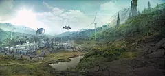 科幻手绘 概念艺术场景 画面设定 高科技外星球 人类联盟 空间 未来 @Fxy5750