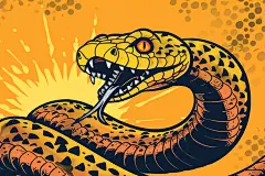 半身蛇年蛇年漫画风插画