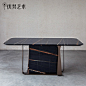 优梵艺术Portopo现代简约长方形餐桌不锈钢饭桌客厅家用餐厅桌子