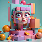 Prompt: 3D blender render, high poly, modular constructivism, pop surrealism, physically based rendering, pastel colors, soft lighting, square image, high quality