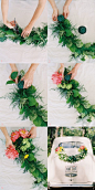 DIY Wedding Getaway Garland by Rosegolden Flowers via Once Wed, photos by Odalys Mendez, styling Ginny Au.