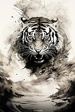 水墨老虎高清霸气插画
