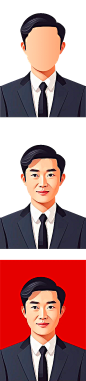 默认头像-人大代表-男-脸部抠图-渐变填充-Ai创作-通义万相