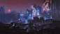 Cyberpunk Rooftop View , Donglu Yu : A demo painting done for my CGPB mentorship students under the cyberpunk theme. Hope you enjoy. <br/>Follow me on Instagram for more updates! @donglulittlefish