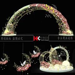 原创美陈设计商业方案开业美陈春季全案鸟笼花艺商业创意设计美陈-淘宝网