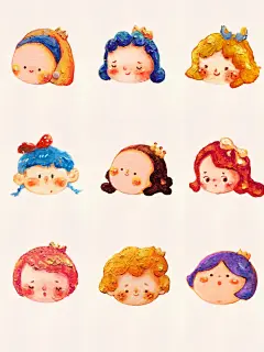 乘风破浪的小公主们可爱油画棒头像插画 - 小红书