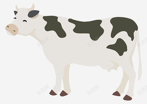 卡通手绘奶牛动物站立高清素材 卡通的动物...