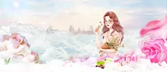 卡通女孩文艺小清新梦幻花朵背景 粉色玫瑰 素材 背景 设计 背景 设计图片 免费下载 页面网页 平面电商 创意素材